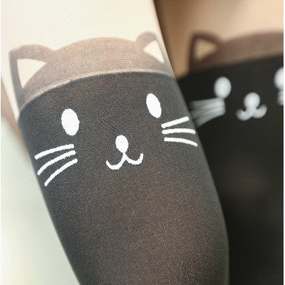Black Cat Thigh High Stockings (Thin)