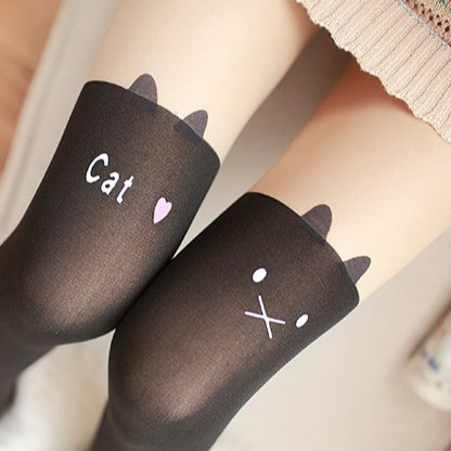 Cat Heart Thigh High Stockings