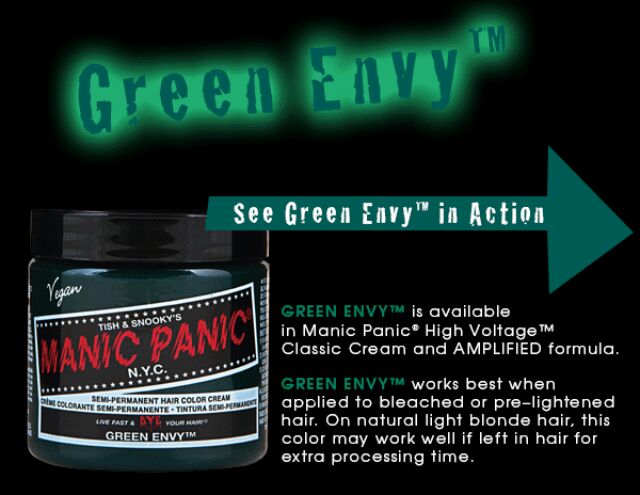 Green Envy ● Manic Panic  Semi-Permanent Green Hair Dye - ilovetodye