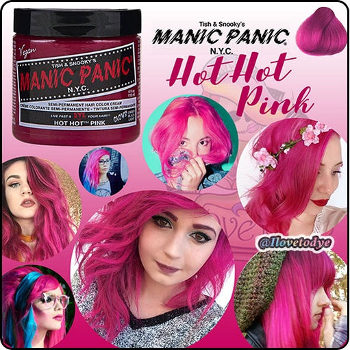 Hot Hot Pink ● Manic Panic Semi-Permanent Pink Hair Dye - ilovetodye