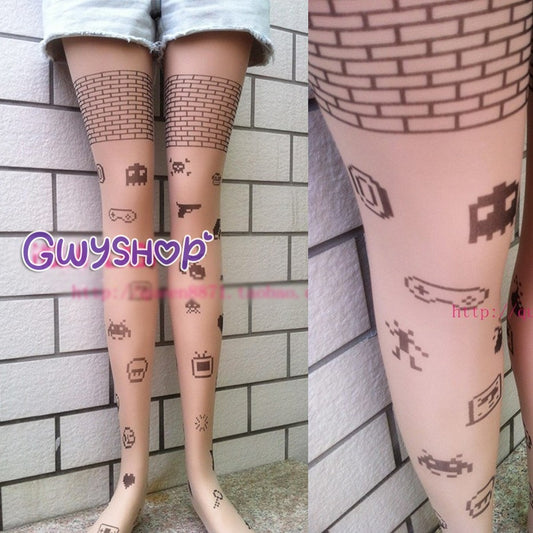 Pixel Thigh High Stockings