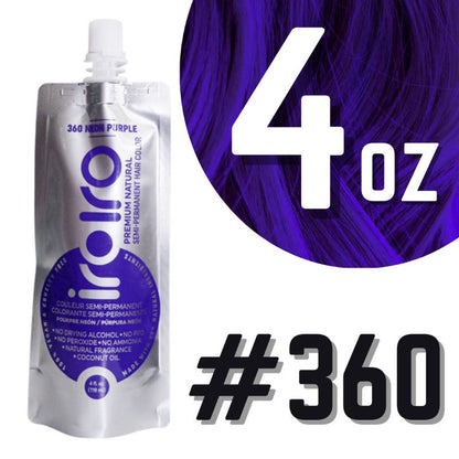 Iroiro 360 UV Reactive Purple Neon Vegan Cruelty-Free Semi-Permanent Hair Color