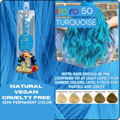 Iroiro 50 Turquoise Natural Vegan Cruelty-Free Semi-Permanent Hair Color