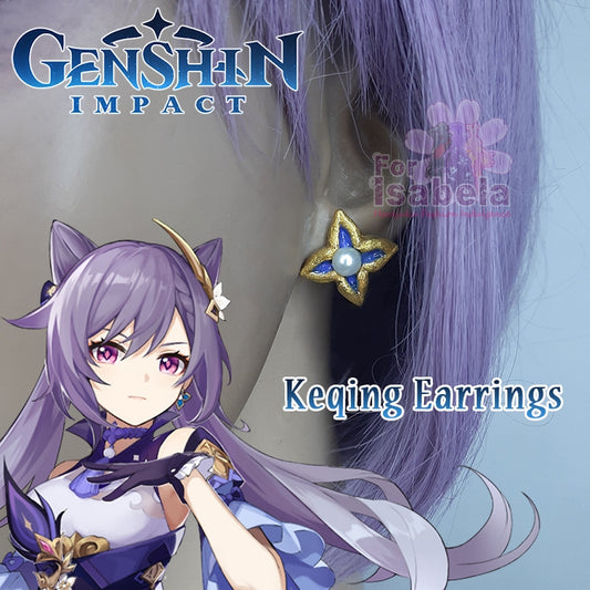 [For Isabela] Keqing Cosplay Earrings Genshin Impact Handmade