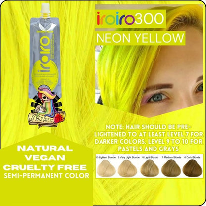 Iroiro 300 UV Reactive Neon Yellow Semi-Permanent Hair Color