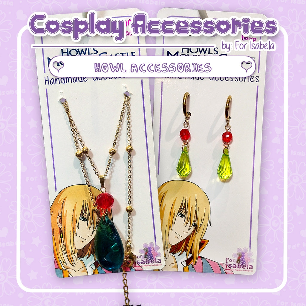 [For Isabela] Howl Cosplay Accessories Earrings and Necklace Howl_s Moving Castle Handmade